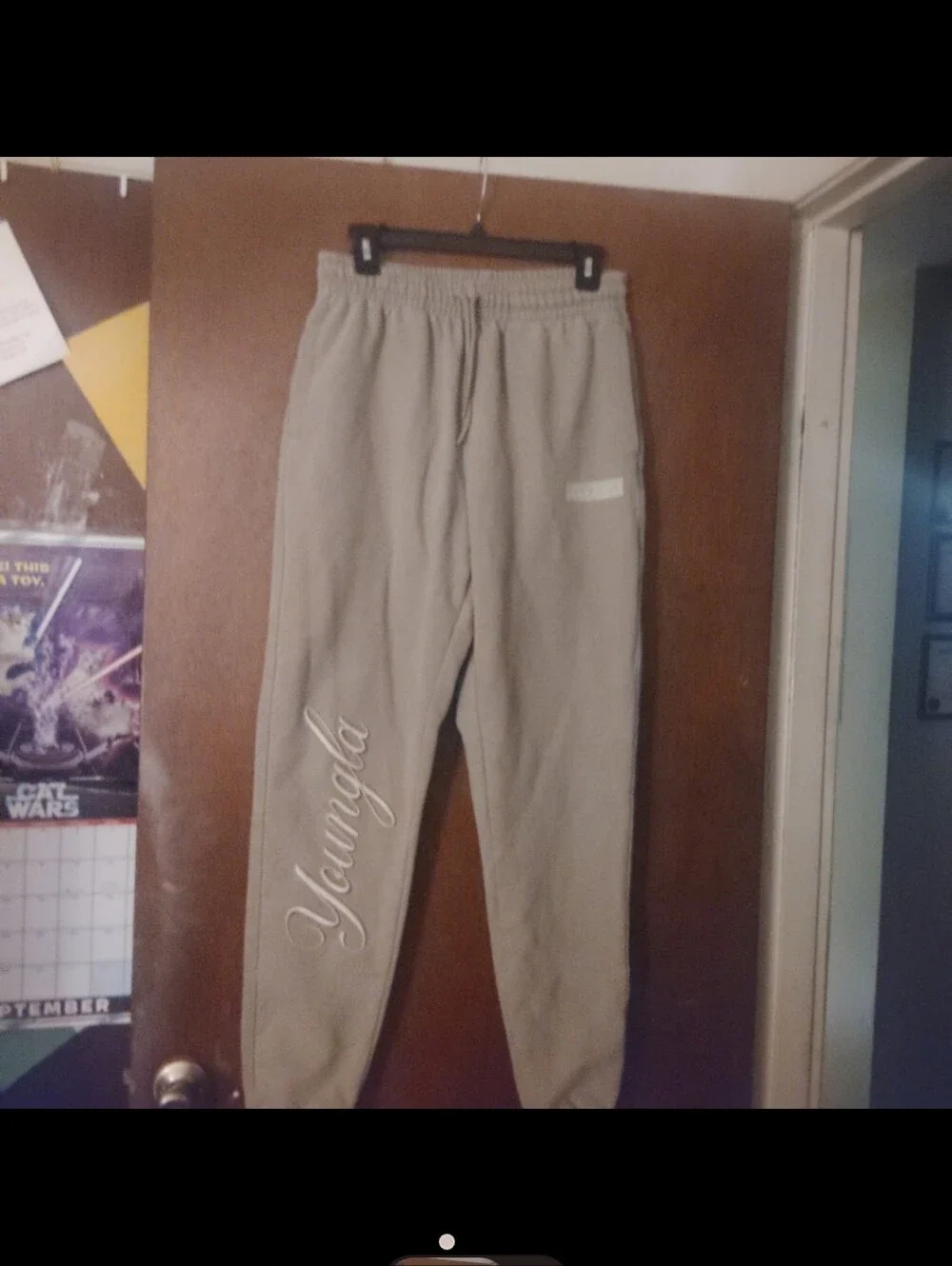 YOUNG LA Tan Embroidered Joggers - Mens Size Small